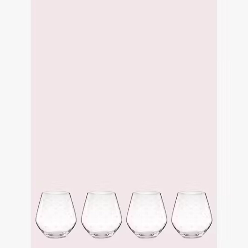 NIB kate spade Lenox Collab Larabee Dot Crystal Stemless 12oz Wine Glass (Set 4) - Picture 7 of 7